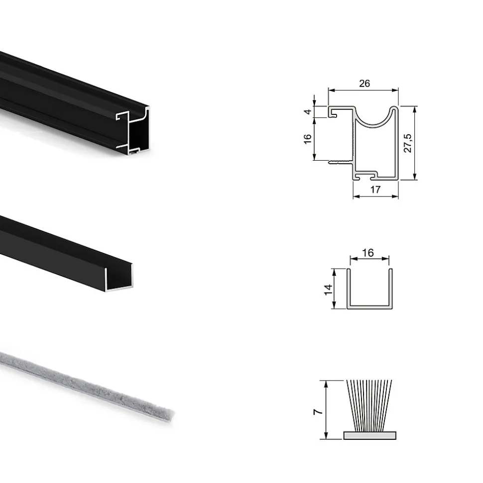 Emuca Kit de quincaillerie pour armoire à 2 portes coulissantes avec fermeture souple Placard 74, Modèle de poignée Sharp,