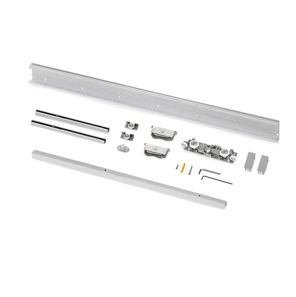 Emuca Kit de quincaillerie pour porte coulissante en bois Wall à fermeture souple, Acier et Aluminium et Plastique