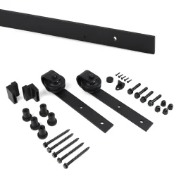 Emuca Kit de quincaillerie pour porte coulissante suspendue en bois de Barn, Sans fermeture souple, panneaux non inclus, Acier et
