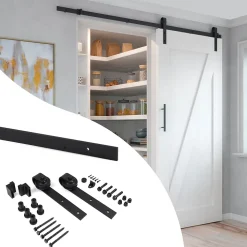 Emuca Kit de quincaillerie pour porte coulissante suspendue en bois de Barn, Sans fermeture souple, panneaux non inclus, Acier et
