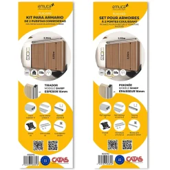 Emuca Kit de quincaillerie pour Placard 81 2-coulissants et fermeture souple, profil aigu, épaisseur 16mm, panneaux non inclus,