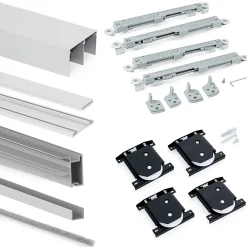 Emuca Kit de quincaillerie pour Placard 81 2-coulissants et fermeture souple, profil aigu, épaisseur 16mm, panneaux non inclus,