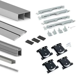 Emuca Kit de quincaillerie pour armoire à 2 portes coulissantes avec fermeture souple Placard 74, Modèle de poignée Sharp,