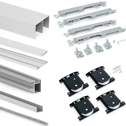 Emuca Kit de quincaillerie pour Placard 81 2 portes coulissantes à fermeture souple, profil profond, épaisseur 18mm, panneaux non