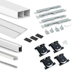 Emuca Kit de quincaillerie pour armoire à 2 portes coulissantes avec fermeture souple Placard 74, Modèle de poignée Sharp,