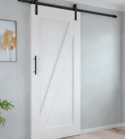 Emuca Kit de quincaillerie pour porte coulissante suspendue Barn en bois, avec fermeture souple, panneaux non inclus, Acier et