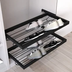 Emuca Kit de rangement de chaussures en métal avec cadre avec coulisses à fermeture souple pour armoire, réglable, module 900mm,