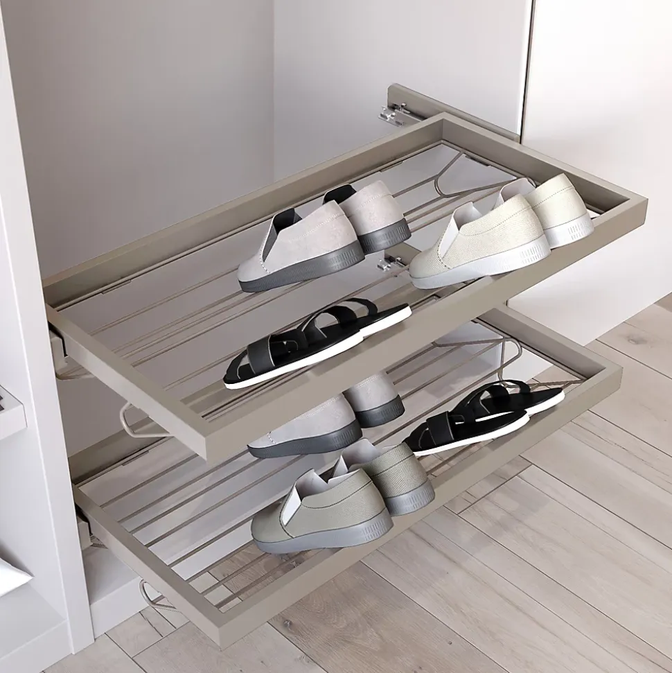Emuca Kit de rangement de chaussures en métal et cadre avec coulisses à fermeture souple pour armoire, réglable, module 900mm,