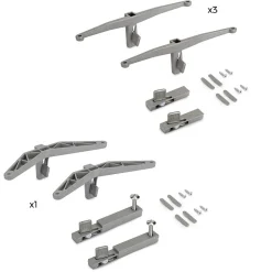 Emuca Kit de supports pour 3 étagères en bois et 1 module pour structure Zero, Zamak, Peint gris pierre