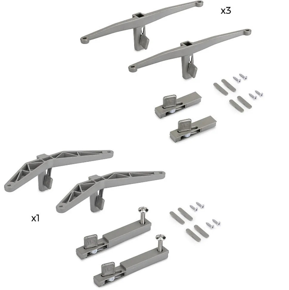 Emuca Kit de supports pour 3 étagères en bois et 1 module pour structure Zero, Zamak, Peint gris pierre
