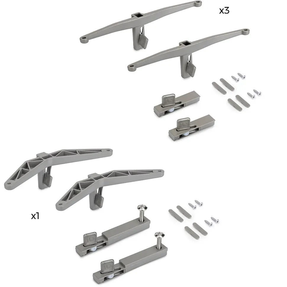 Emuca Kit de supports pour 3 étagères en bois et 1 module pour structure Zero, Zamak, Peint gris pierre