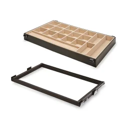 Emuca Kit de tiroir à bijoux et cadre de coulissage pour armoires Moka, fermeture souple, réglable, module de 900mm, Acier et