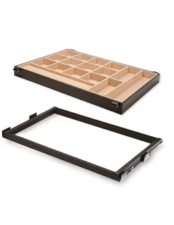 Emuca Kit de tiroir à bijoux et cadre de coulissage pour armoires Moka, fermeture souple, réglable, module de 800mm, Acier et