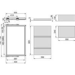 Emuca Kit de tray, 2 paniers d'organisation et cadre de roulement soft close pour armoires, réglable, module 800mm, Noir texturé