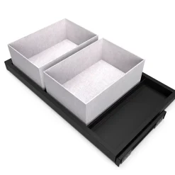 Emuca Kit de tray, 2 paniers d'organisation et cadre de roulement soft close pour armoires, réglable, module 800mm, Noir texturé