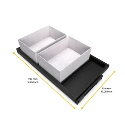 Emuca Kit de tray, 2 paniers d'organisation et cadre de roulement soft close pour armoires, réglable, module 800mm, Noir texturé
