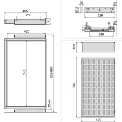 Emuca Kit panier métallique et rack ajustable Quartz pour armoires, glissières extension totale et à fermeture douce, Module 90cm,