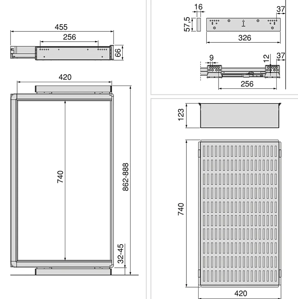 Emuca Kit panier métallique et rack ajustable Quartz pour armoires, glissières extension totale et à fermeture douce, Module 90cm,
