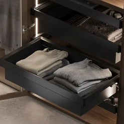 Emuca Kit panier métallique et rack ajustable Quartz pour armoires, glissières extension totale et à fermeture douce, Module 90cm,