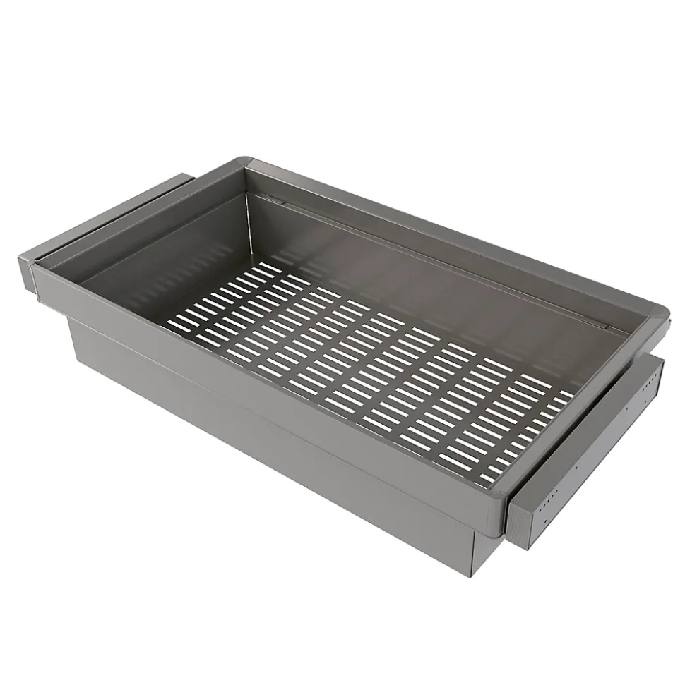 Emuca Kit panier métallique et rack ajustable Quartz pour armoires, glissières extension totale et à fermeture douce, Module 90cm,