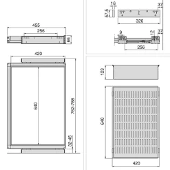 Emuca Kit panier métallique et rack ajustable Quartz pour armoires, glissières extension totale et à fermeture douce, Module 80cm,