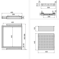 Emuca Kit panier métallique et rack ajustable Quartz pour armoires, glissières extension totale et à fermeture douce, Module 60cm,