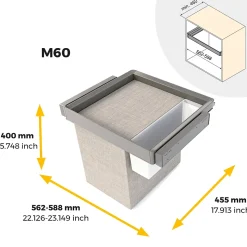 Emuca Kit plateau auxiliaire, panier et rack ajustable Quartz pour armoires, glissières extension totale et à fermeture douce,