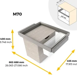 Emuca Kit plateau auxiliaire, panier et rack ajustable Quartz pour armoires, glissières extension totale et à fermeture douce,