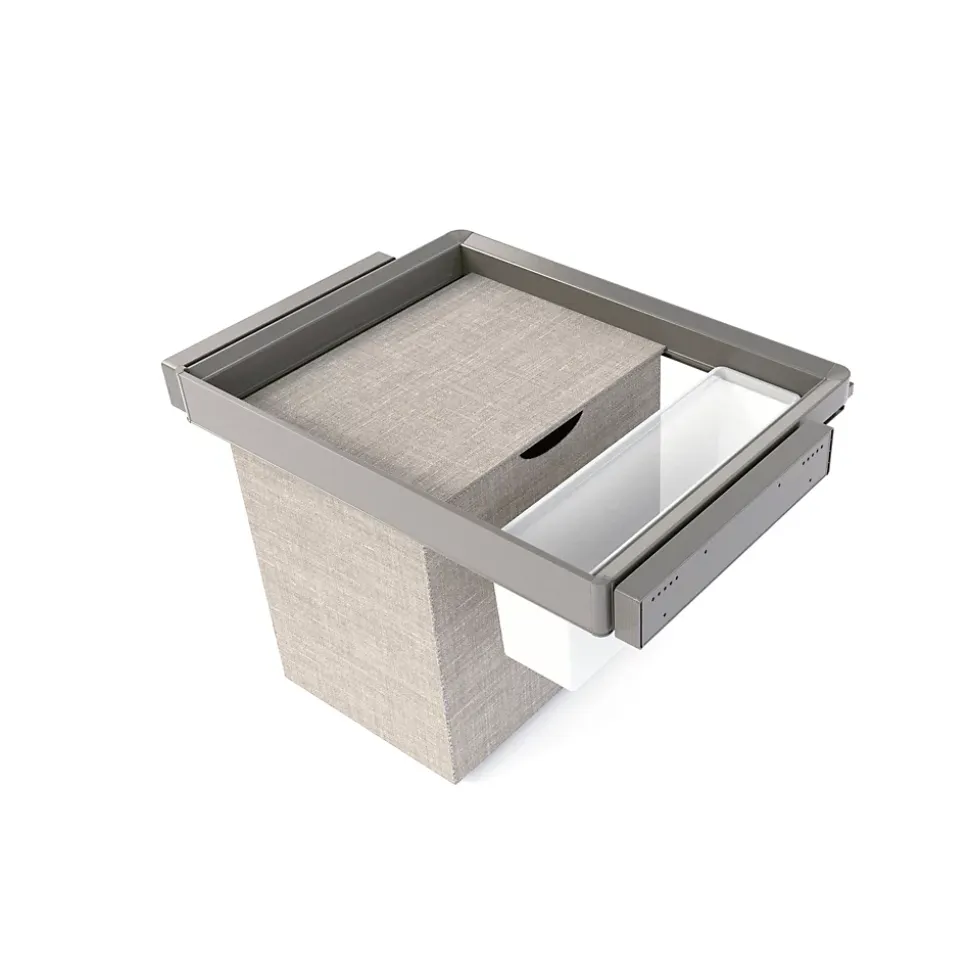 Emuca Kit plateau auxiliaire, panier et rack ajustable Quartz pour armoires, glissières extension totale et à fermeture douce,