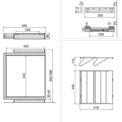 Emuca Kit tiroir à chaussures et rack ajustable Quartz pour armoires, glissières extension totale et à fermeture douce, Module