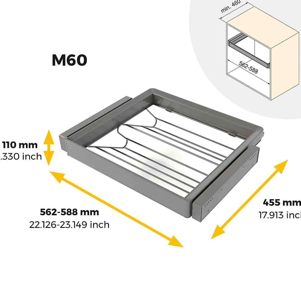 Emuca Kit tiroir à chaussures et rack ajustable Quartz pour armoires, glissières extension totale et à fermeture douce, Module