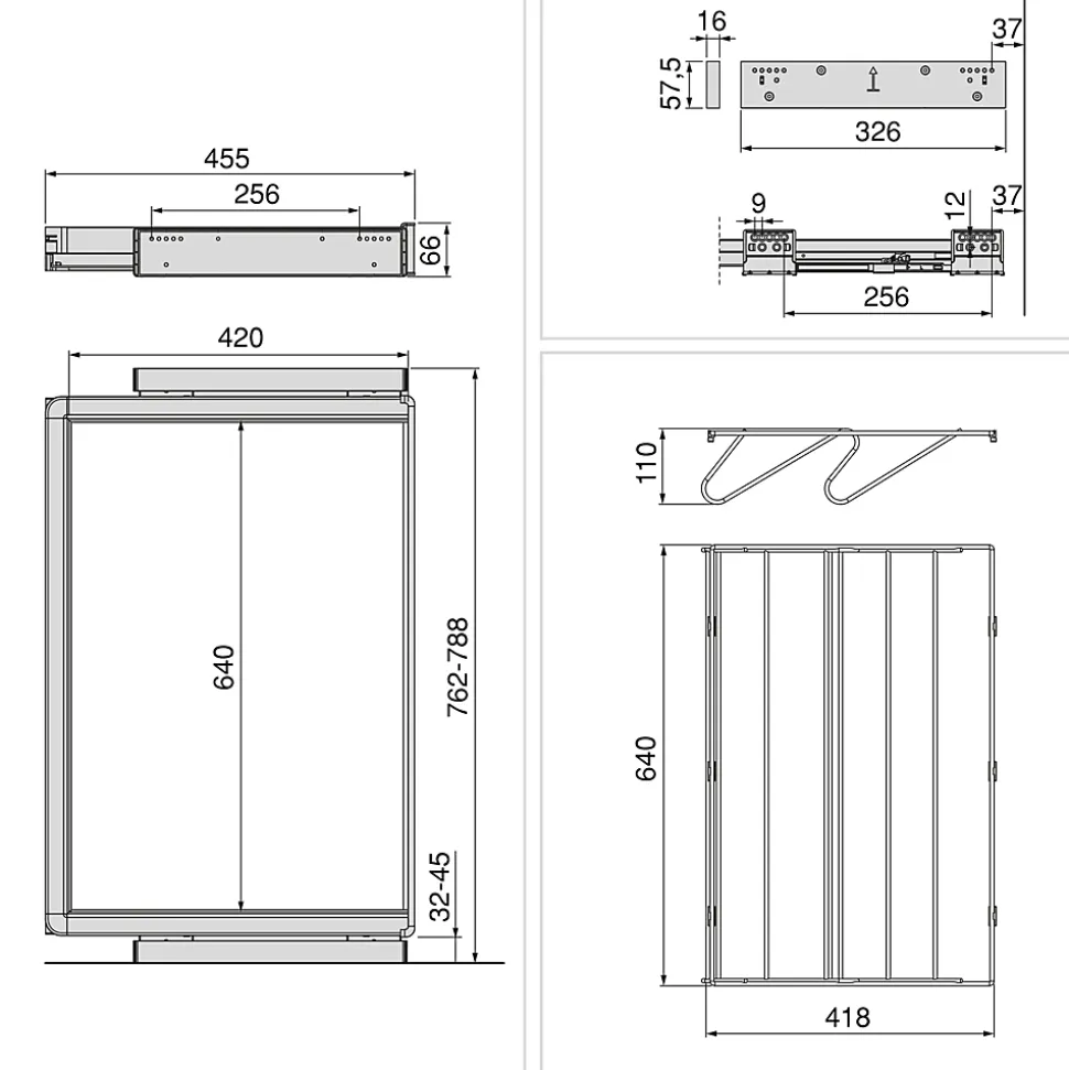 Emuca Kit tiroir à chaussures et rack ajustable Quartz pour armoires, glissières extension totale et à fermeture douce, Module