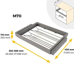 Emuca Kit tiroir à chaussures et rack ajustable Quartz pour armoires, glissières extension totale et à fermeture douce, Module