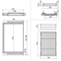 Emuca Kit tiroir en fil métallique et rack ajustable Quartz pour armoires, glissières extension totale et à fermeture douce,