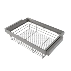 Emuca Kit tiroir en fil métallique et rack ajustable Quartz pour armoires, glissières extension totale et à fermeture douce,