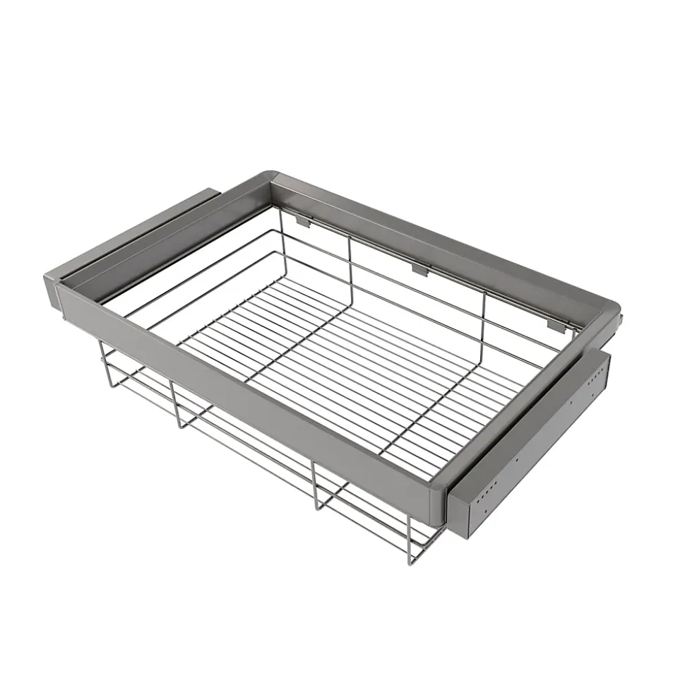 Emuca Kit tiroir en fil métallique et rack ajustable Quartz pour armoires, glissières extension totale et à fermeture douce,