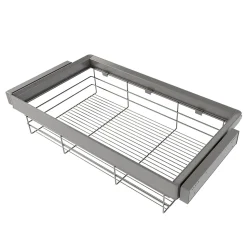 Emuca Kit tiroir en fil métallique et rack ajustable Quartz pour armoires, glissières extension totale et à fermeture douce,