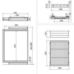 Emuca Kit tiroir en fil métallique et rack ajustable Quartz pour armoires, glissières extension totale et à fermeture douce,
