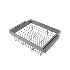Emuca Kit tiroir en fil métallique et rack ajustable Quartz pour armoires, glissières extension totale et à fermeture douce,