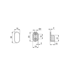 Emuca Kit tube de penderie 30x15 mm aluminium, 0, 95 m, Anodisé mat, Aluminium et Zamak.