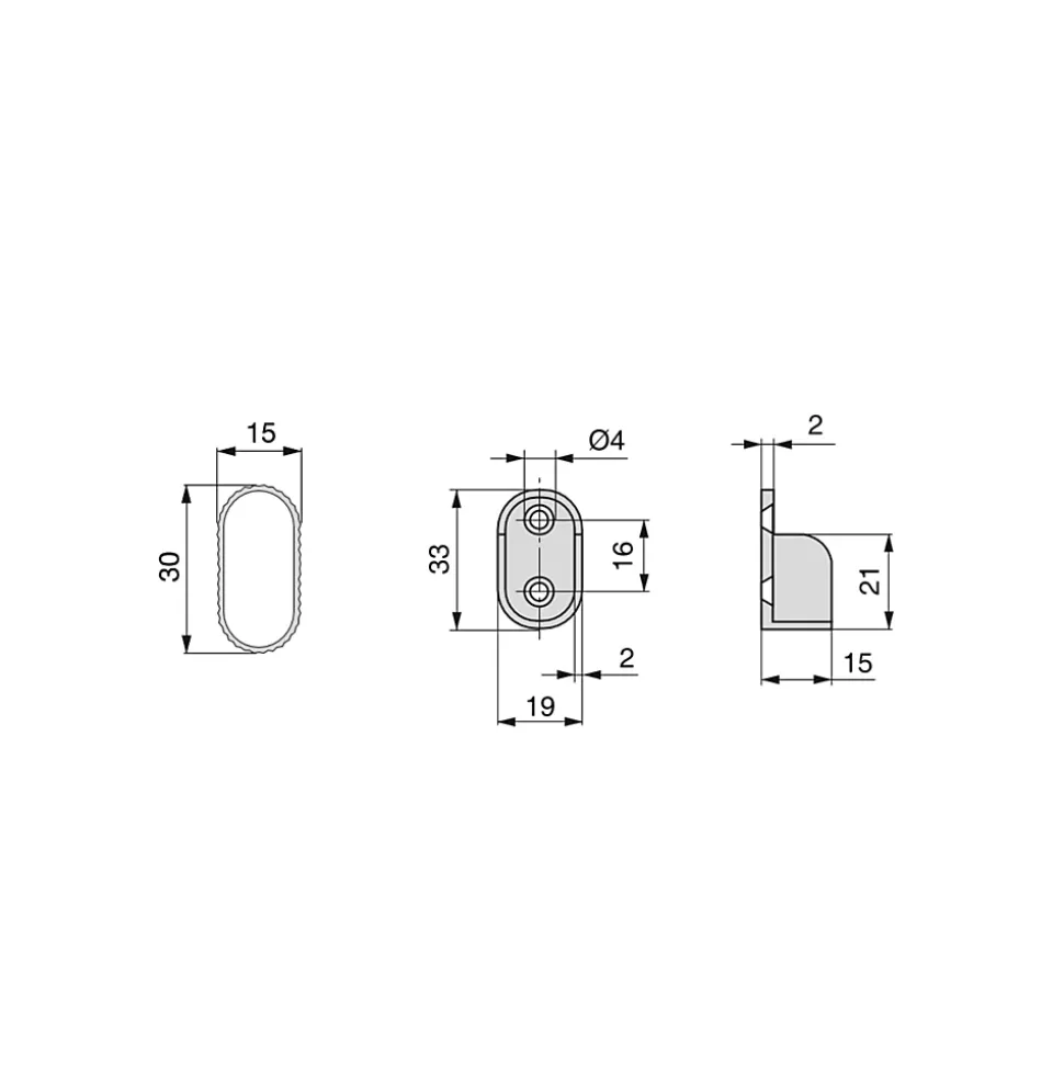 Emuca Kit tube de penderie 30x15 mm aluminium, 0, 95 m, Anodisé mat, Aluminium et Zamak.