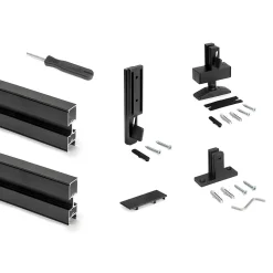 Emuca Lot de 2 cadres Zero avec quincaillerie et profilés pour montage au sol et au mur avec niveleur rectangulaire, Aluminium et