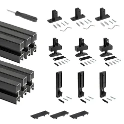 Emuca Lot de 3 cadres Zero avec quincaillerie et profilés pour montage au sol et au mur avec niveleur rectangulaire, Aluminium et