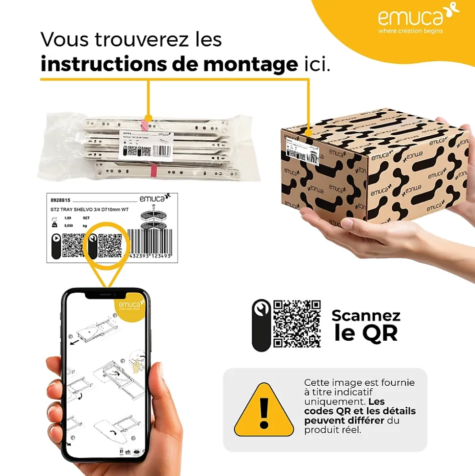 Emuca Lot de 5 jeux de Ferrures de suspension Hook pour éléments hauts, Plastique gris, Acier et Plastique
