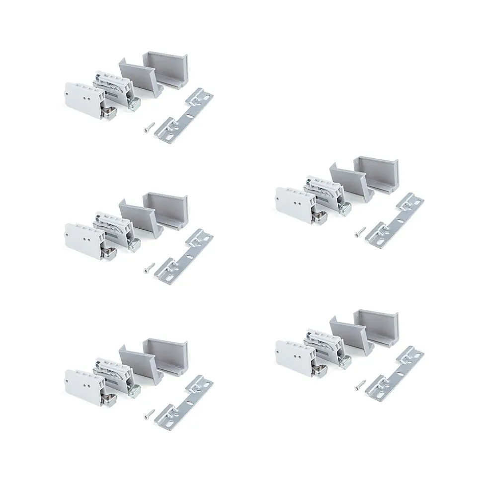 Emuca Lot de 5 jeux de Ferrures de suspension Hook pour éléments hauts, Plastique gris, Acier et Plastique