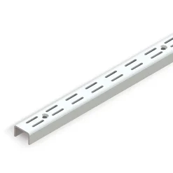 Emuca Lot de 10 profilés de montage mural Jagmet à double rainure avec un pas de 32mm, longueur 951mm, Acier, Peint en blanc