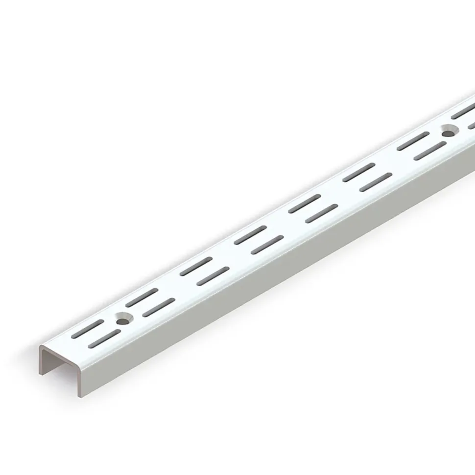 Emuca Lot de 10 profilés de montage mural Jagmet à double rainure avec un pas de 32mm, longueur 951mm, Acier, Peint en blanc
