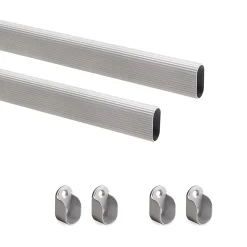 Emuca Lot de 2 rails de 0,75 m avec supports, Aluminium et Zamak, Anodisé mat
