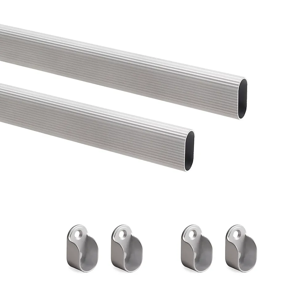 Emuca Lot de 2 rails de 0,75 m avec supports, Aluminium et Zamak, Anodisé mat