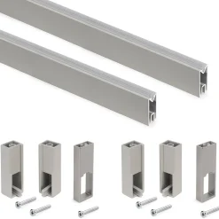 Emuca Lot de 2 rails de penderie Luxe de 1,15 m de long avec supports, Aluminium et Plastique, Peint gris pierre